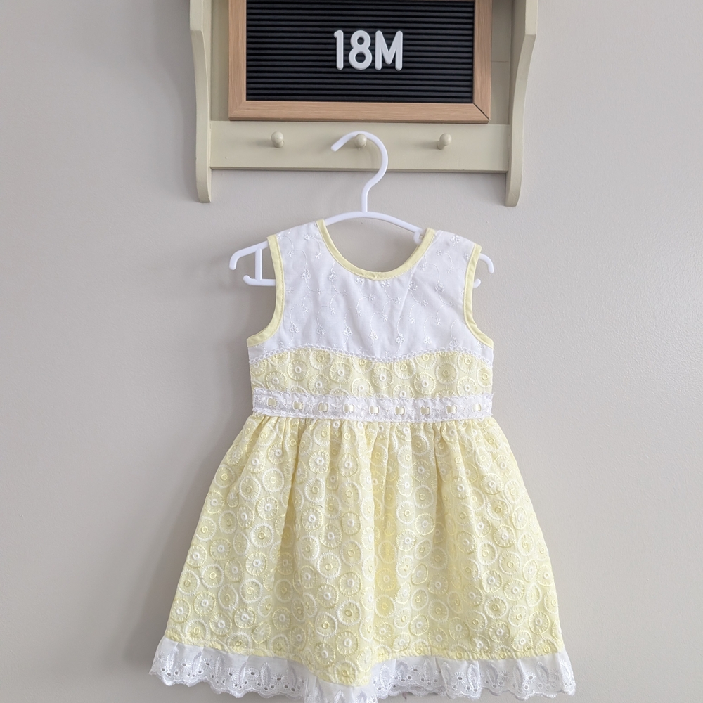 Charming Yellow and White Lace Kids Dress
